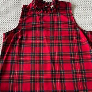 J. Crew Red Plaid Sleeveless Blouse